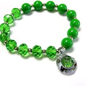 Woman Bracelet/ Crystal Spinner Lucky Charm/ Birthstone Color/ August-Peridot